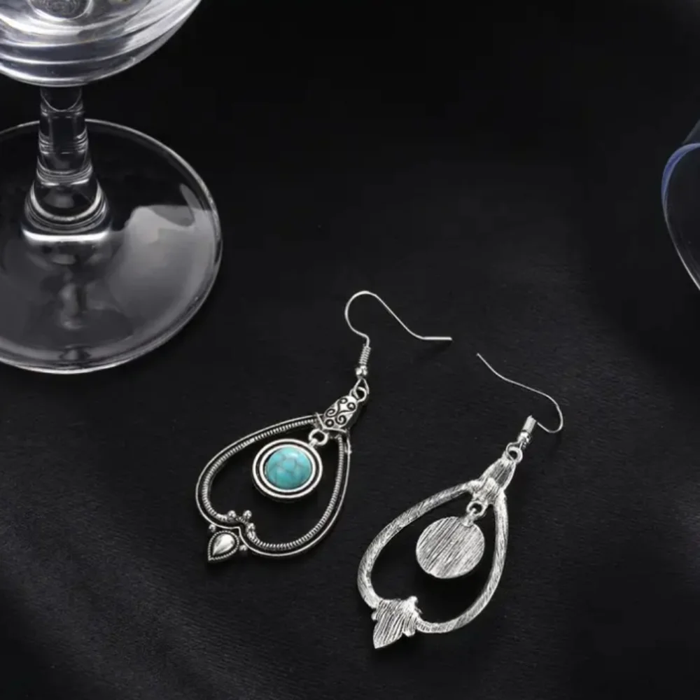 Bohemian Turquoise Silver Earrings
